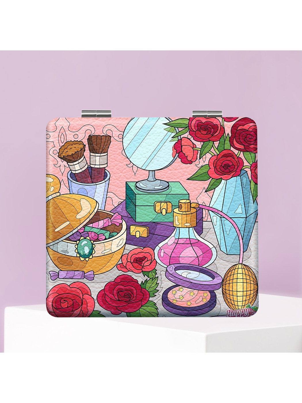 Mirroray - Holiday Theme Cartoon Print Makeup Mirror