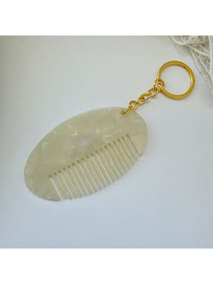 Keypus - Oval Leopard Print Comb Keychain