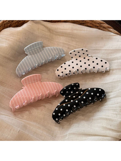 Close-up of Beau Sweet Polka Dot Stripe Claw Clip highlighting polka dot and stripe pattern