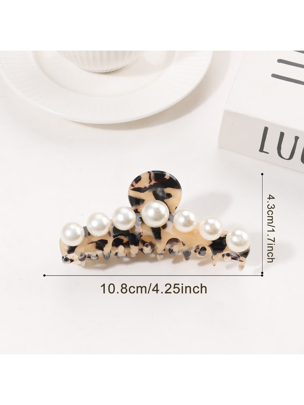 Beau - Stylish Beaded Half Round Claw Clip