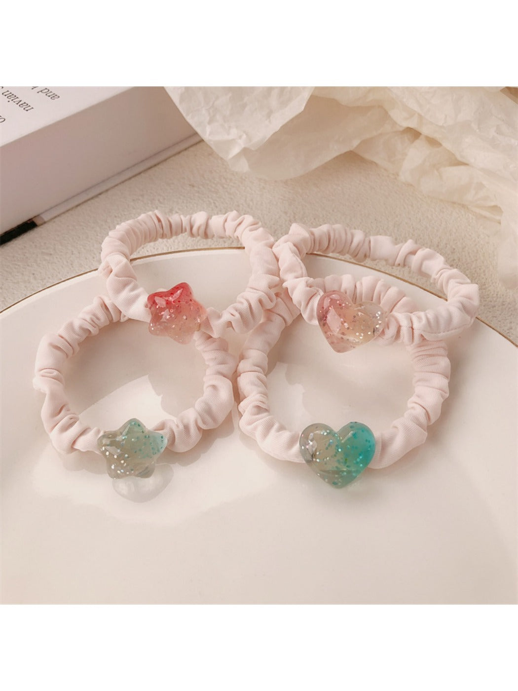 Gifty - Star Patterned Hair Ties Set
