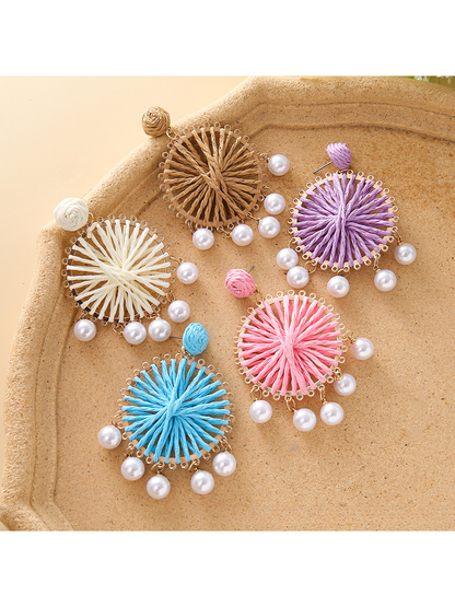 Earedge - Geometric Round Pendant Drop Earrings