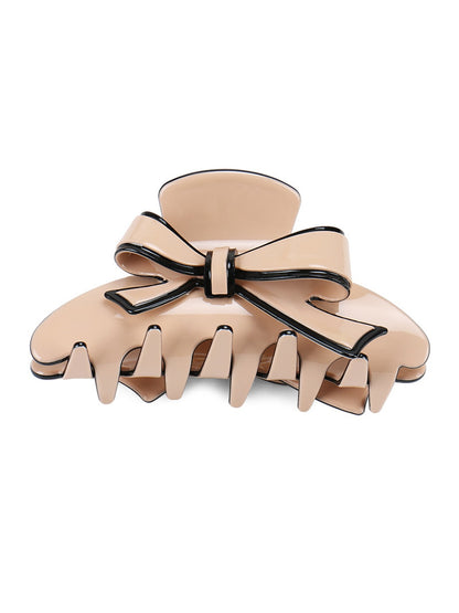 Beau - Acetate Fiber Bow Edge Trim Claw Clip