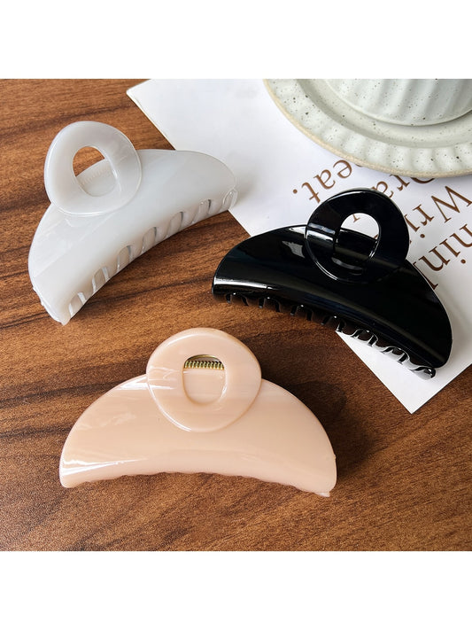 Beau - Glossy Geometric Ring Detail Half Moon Claw Clip