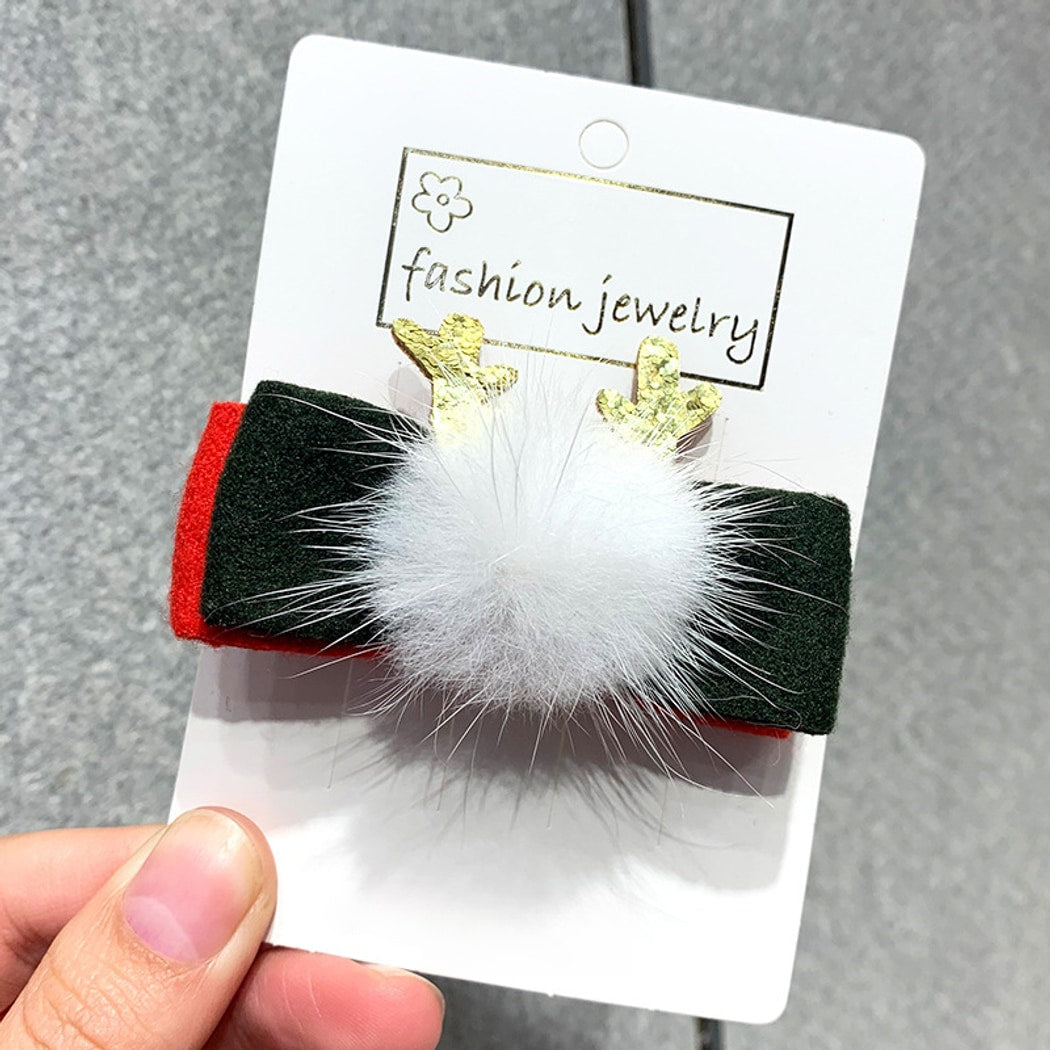 Beau - Christmas Deer Antler Glitter Bow Hair Clip