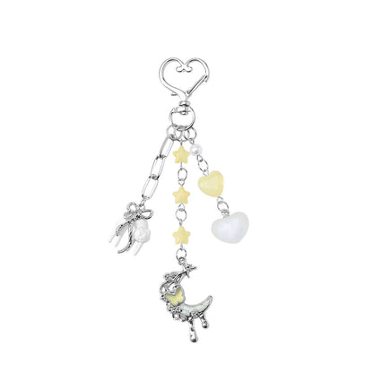Keypus - Y2K Yellow Moon and Rabbit Keychain