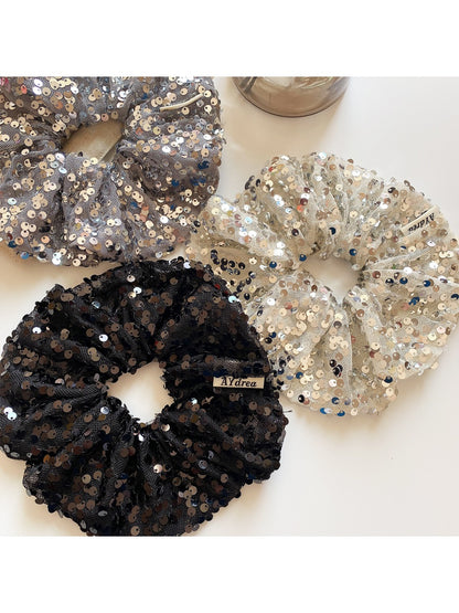 Gifty - Black Silver Sequin Scrunchies