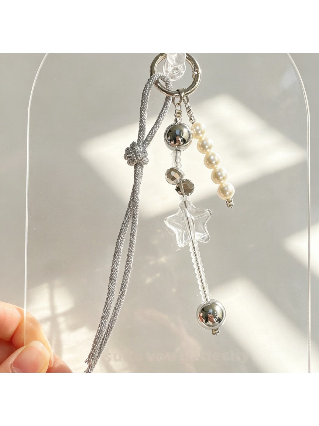 Keypus - Star Beaded Acrylic Alloy Bag Charm Keychain