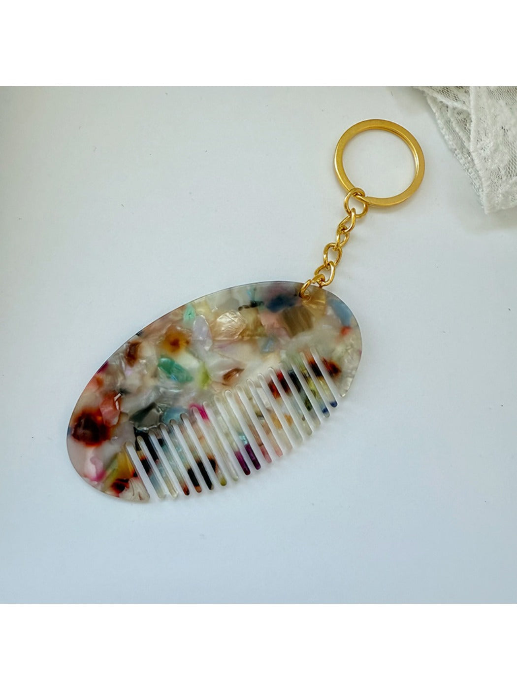 Keypus - Oval Leopard Print Comb Keychain