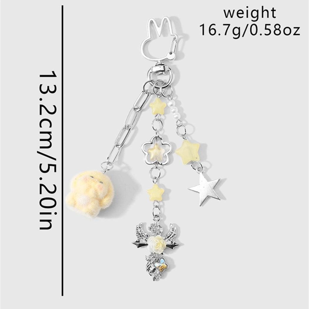 Keypus - Y2K Yellow Moon and Rabbit Keychain