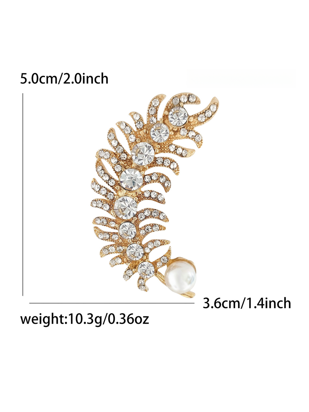 Brovia - Feather Rhinestone Alloy Elegant Brooch Pin