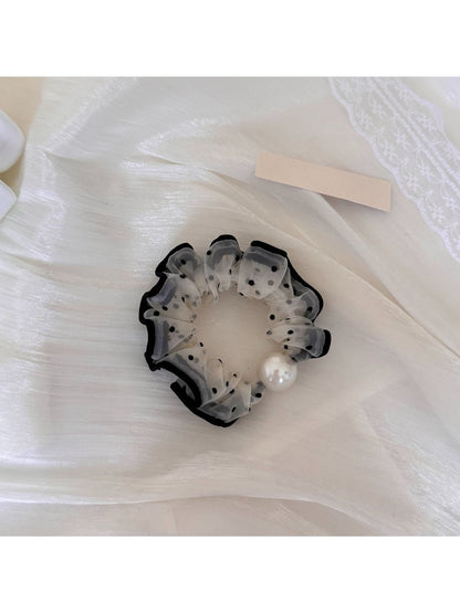 Gifty - Polka Dot Mesh Ruffle Polyester Scrunchie