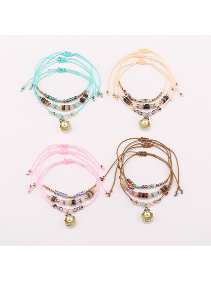 Lovra - Bohemian Beaded Alloy String Bracelet