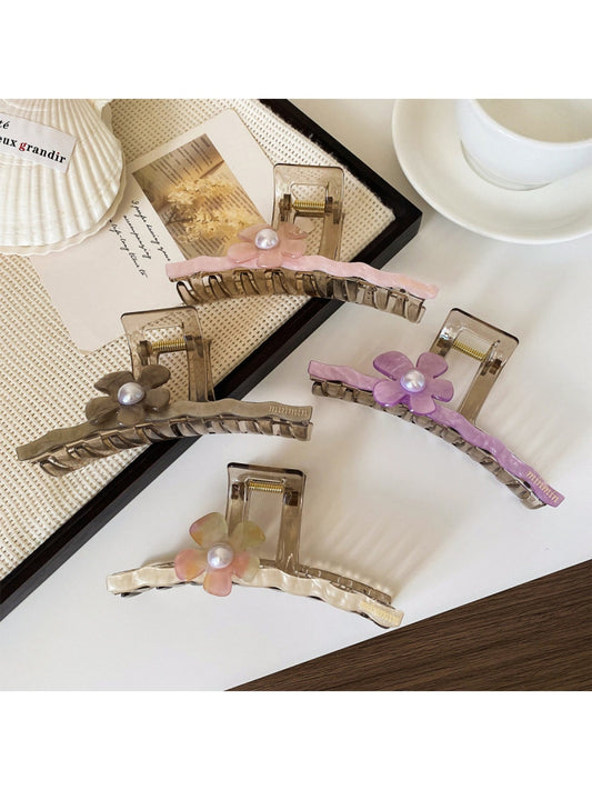 Beau - Sweet Floral Wave Shape Hair Styling Claw Clip