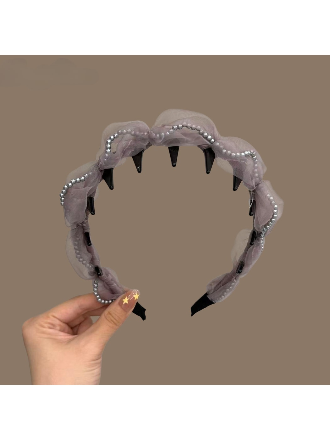 Gifty - Beaded Mesh Twisted Tooth Detail Headband