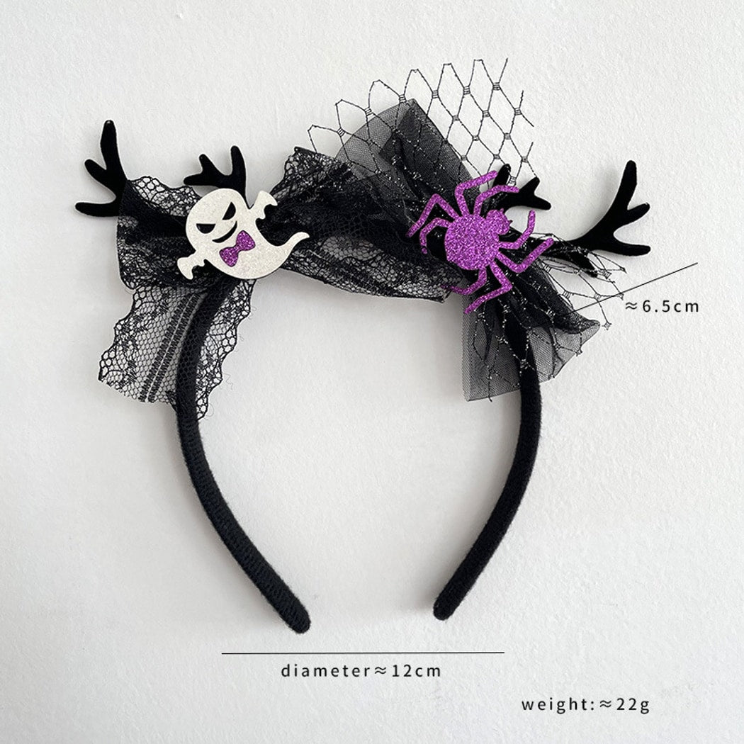 Gifty - Halloween Pumpkin Ghost Lace Dress-Up Headband