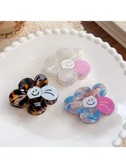 Beau - Smiley Flower Acetate Fiber Claw Clip