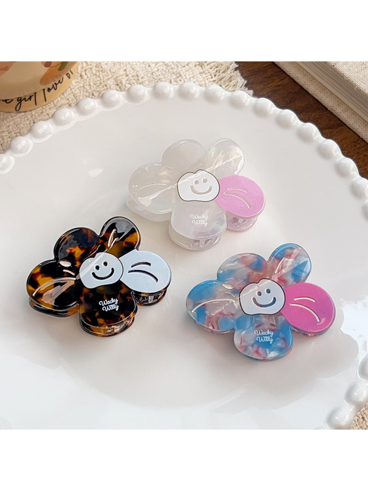 Beau - Smiley Flower Acetate Fiber Claw Clip