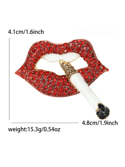 Brovia - Enamel Style Lip Alloy Brooch