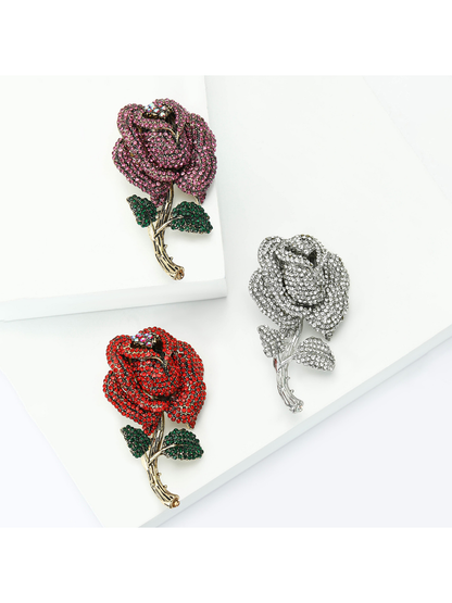 Brovia - Two Tone Rose Flower Alloy Brooch Pin