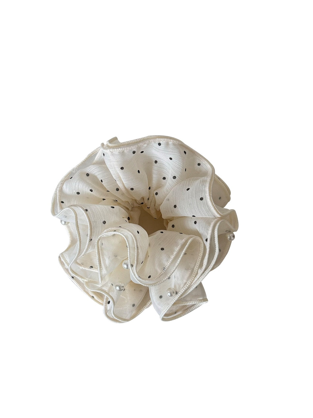 Gifty - Polka Dot Mesh Ruffle High Stretch Scrunchie