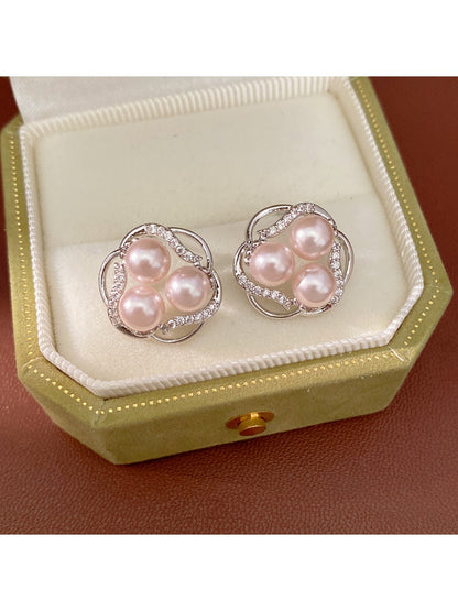 Earedge - Round Openwork Floral Stud Earrings