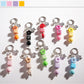 Close-up of a cute beaded star-shaped keychain with colorful beads