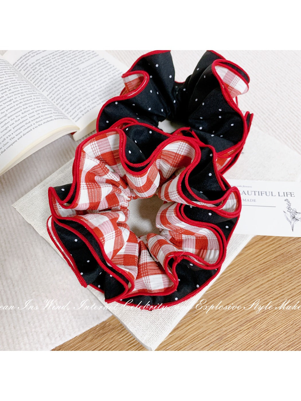 Gifty - Plaid Flower Multi-layer Hair Circle