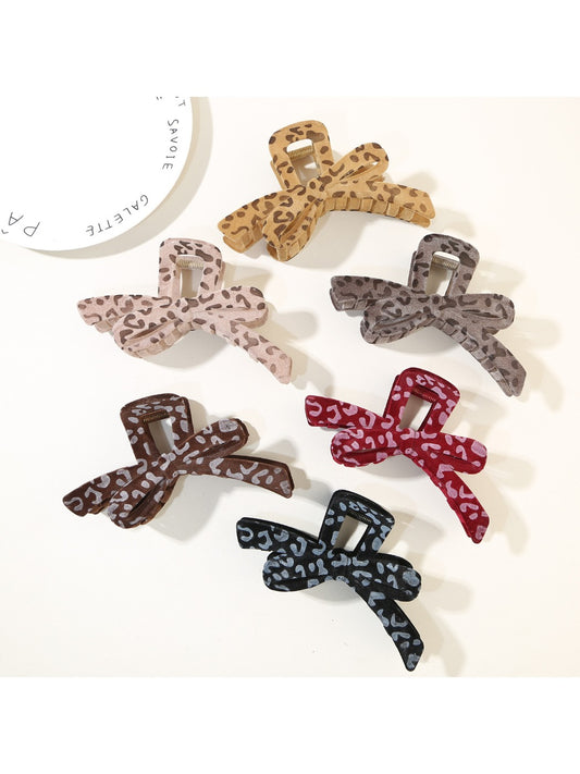 Beau - Leopard Print Bow Shaped Claw Clip