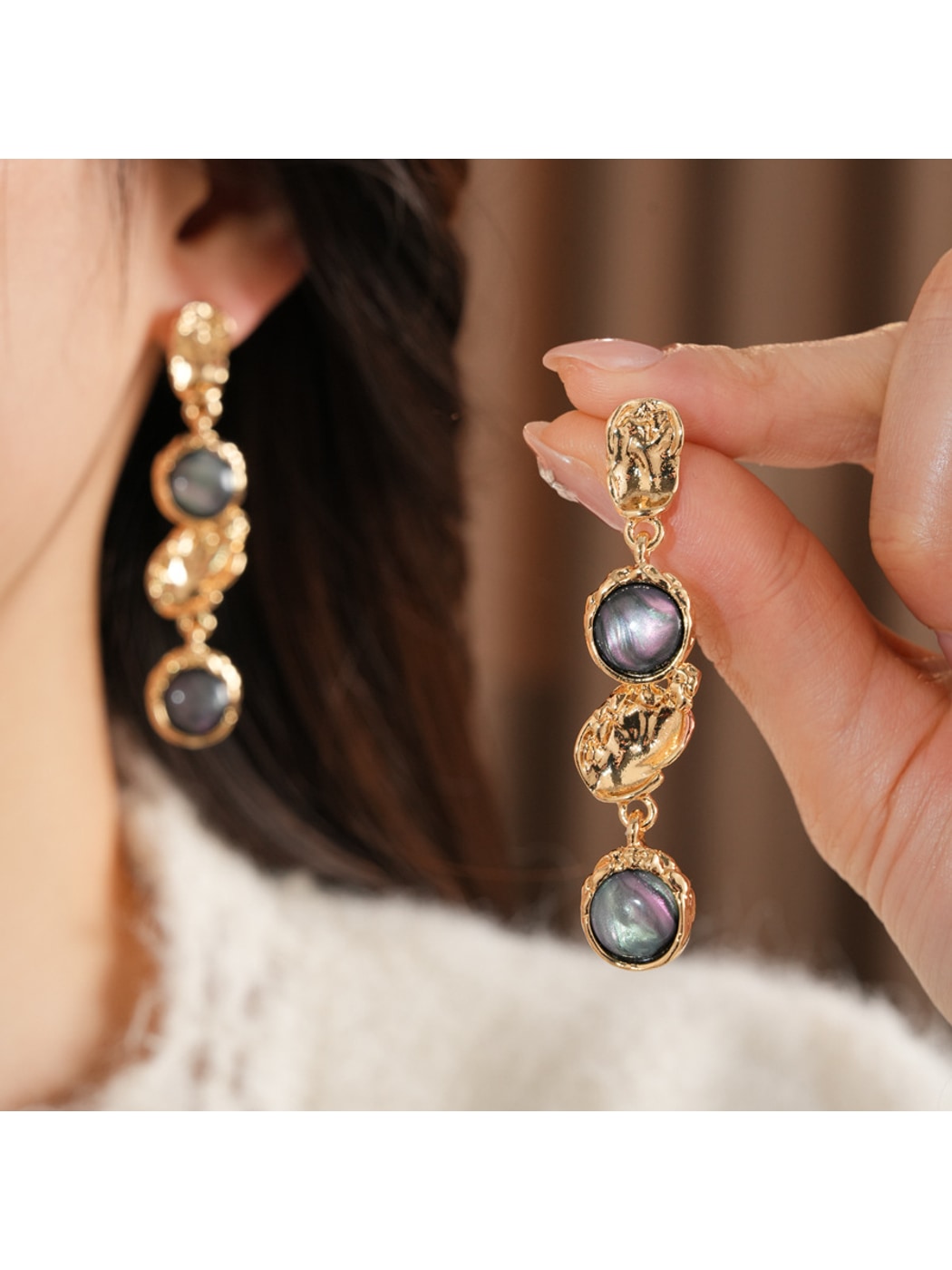 Nozari - Retro Round Link Necklace And Earrings