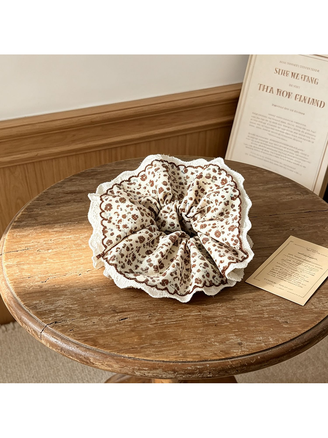 Gifty - Floral Lace Trim Large Hair Scrunchie
