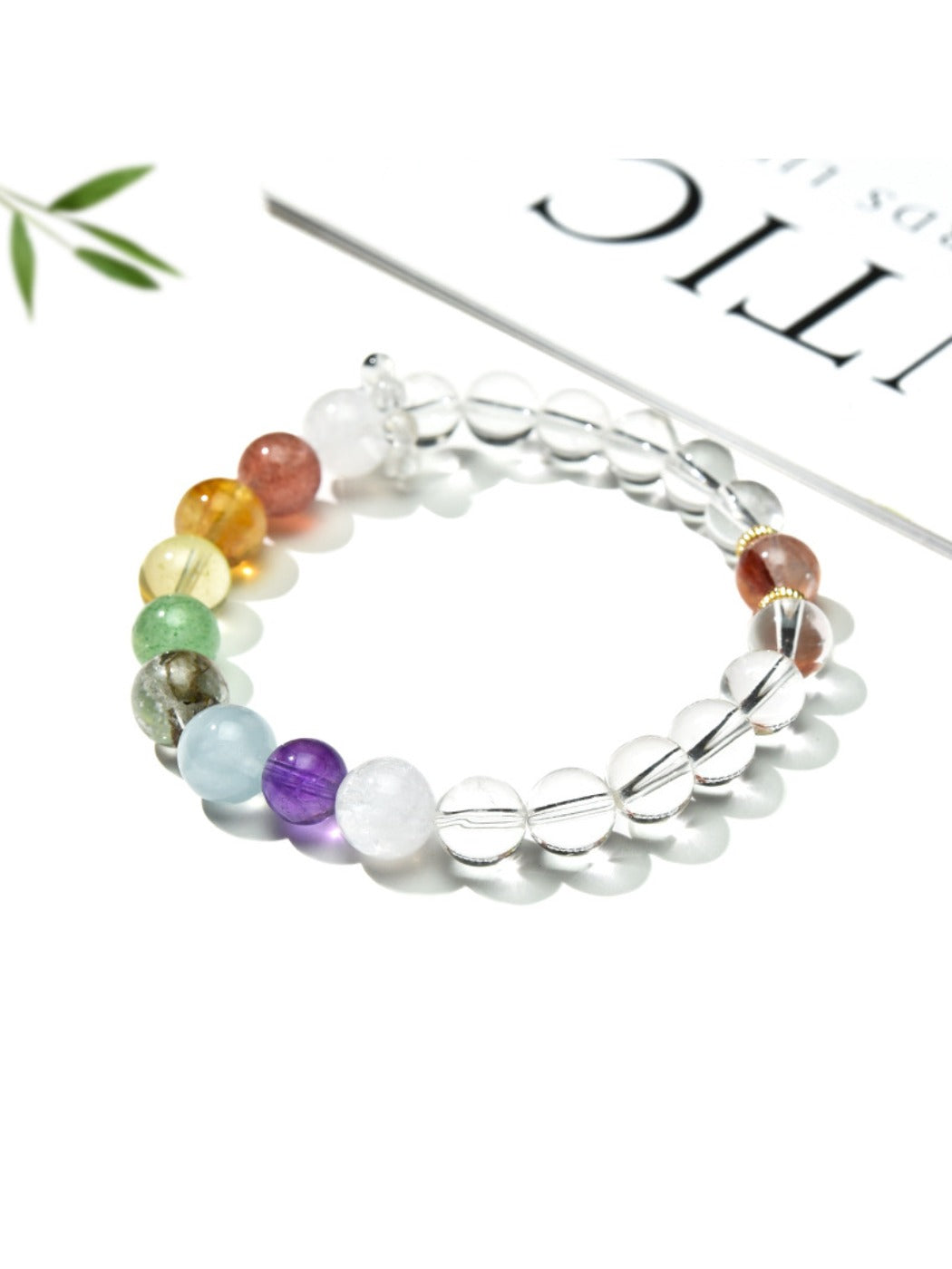 Lovra crystal bead bracelet displayed on a white background with soft lighting
