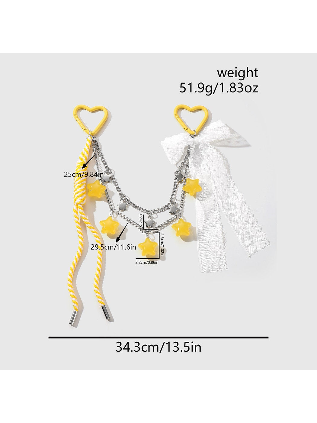 Keypus - Y2K Star Heart Bow Chain Bag Charm Keychain
