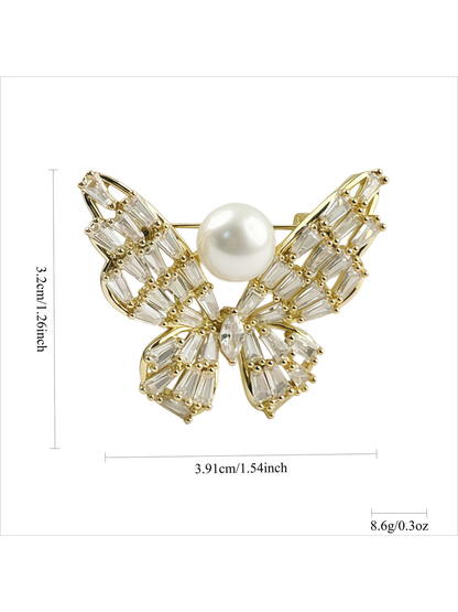 Brovia - Butterfly Detail Bow Shape Alloy Brooch
