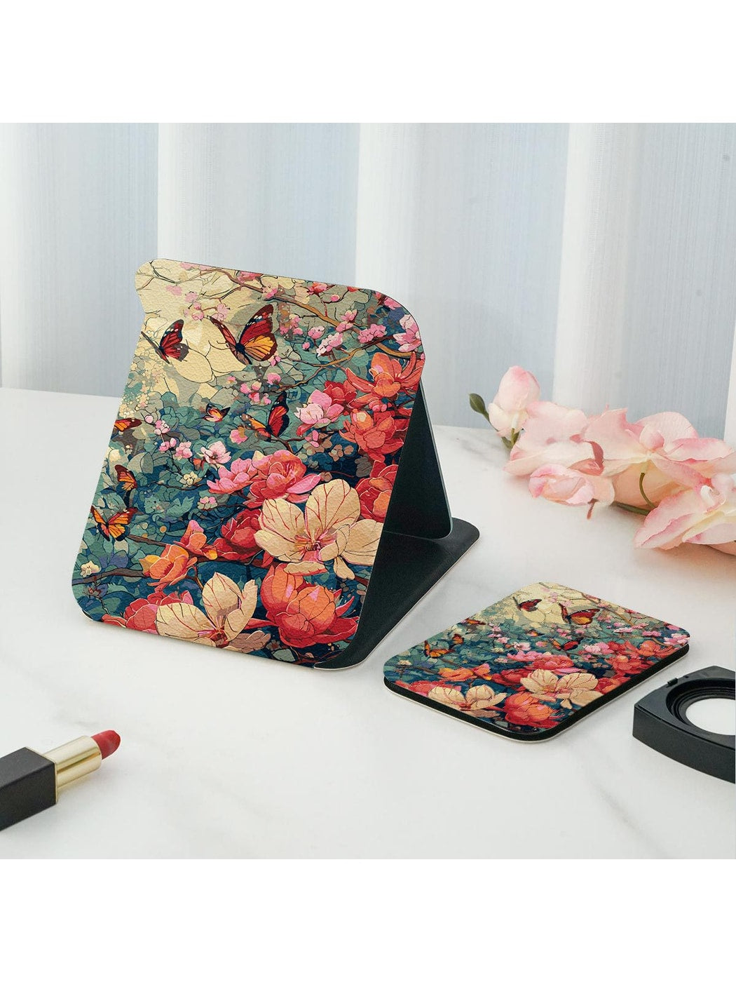 Mirroray - Butterfly Floral Double Sided Printed Folding Mirror