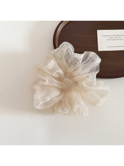 Gifty - Plaid Pattern Ruffled Polyester Ponytail Scrunchie