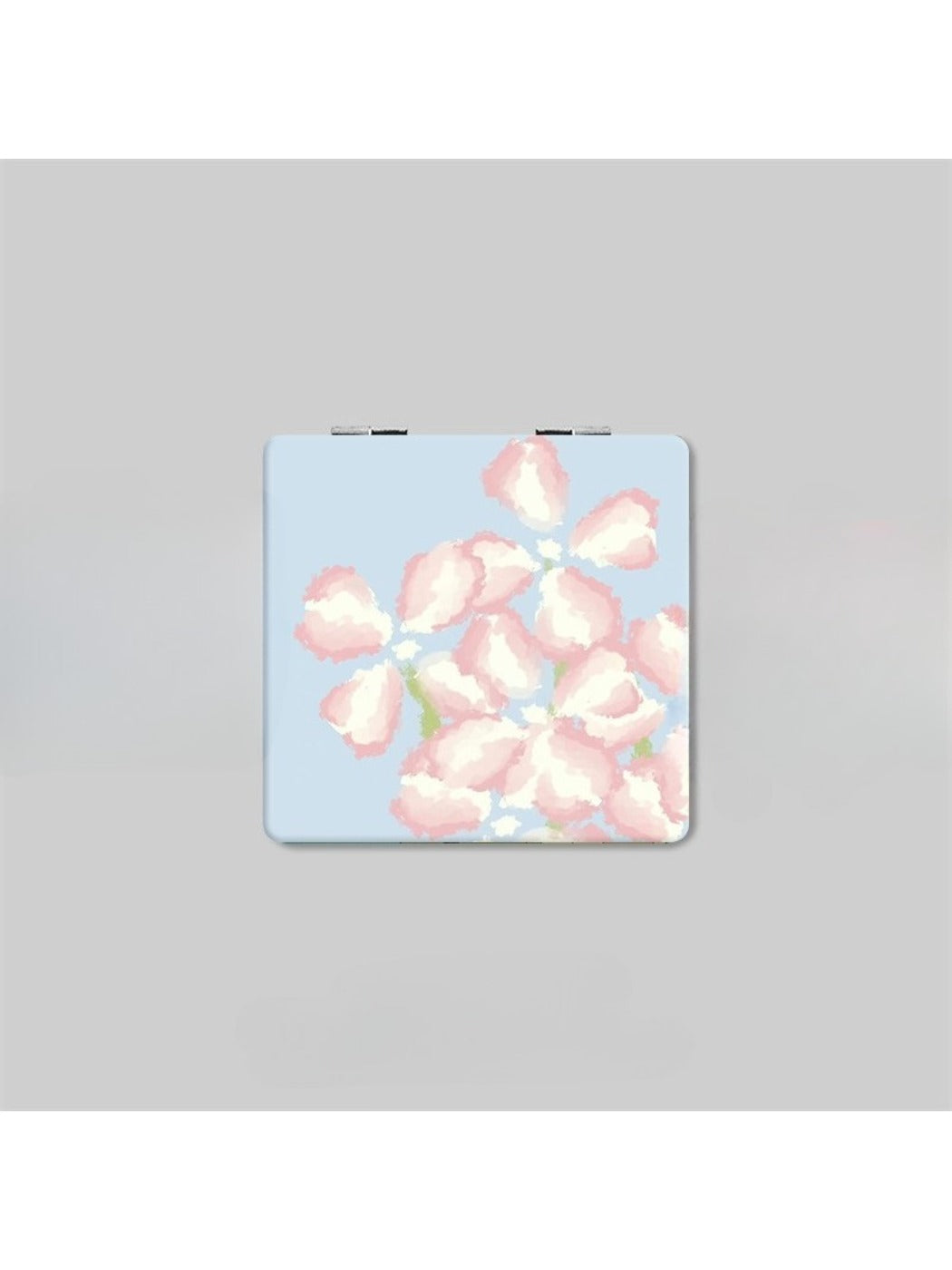 Mirroray - Pink Floral Print Square Compact Mirror