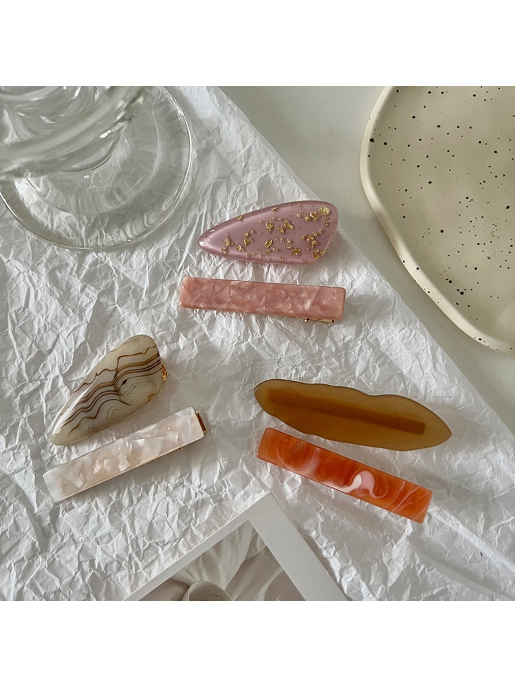 Beau - Acetate Marble Pattern Duckbill Hair Clip