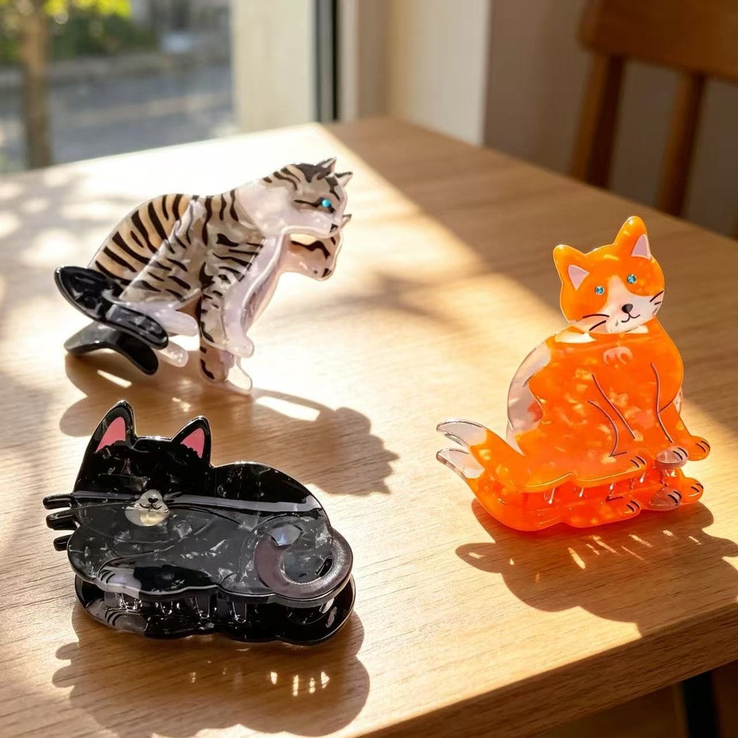 Beau - Playful Cat Silhouette Design Claw Clip