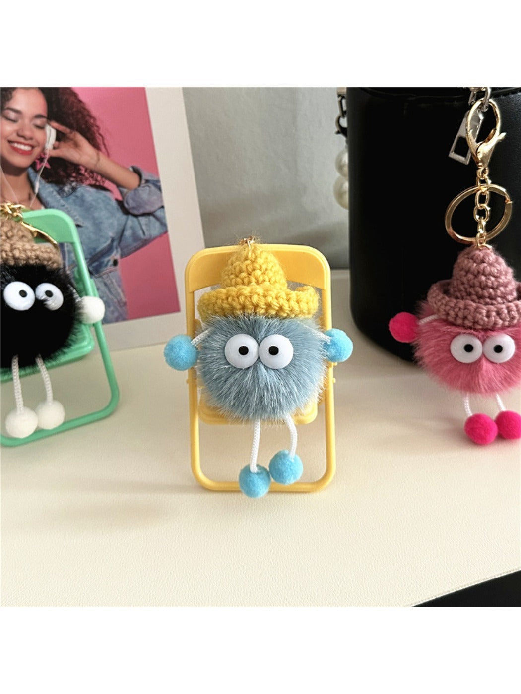Keypus - Adorable Pompom Bag Charm Keychain
