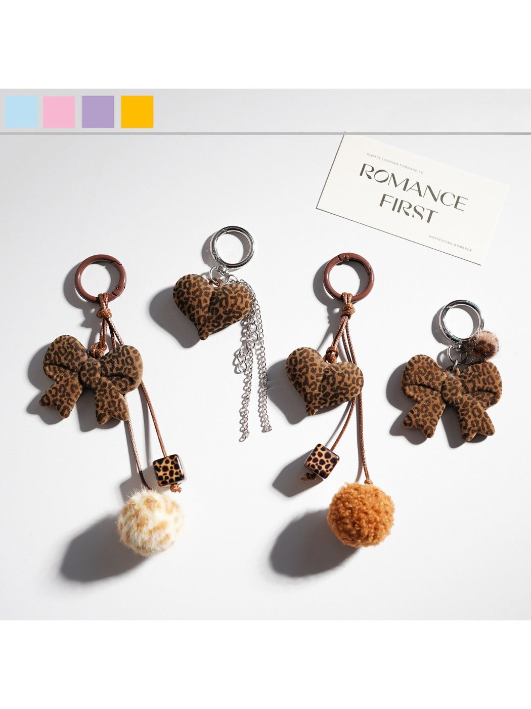 Keypus - Leopard Print Heart Shaped Bow Keychain