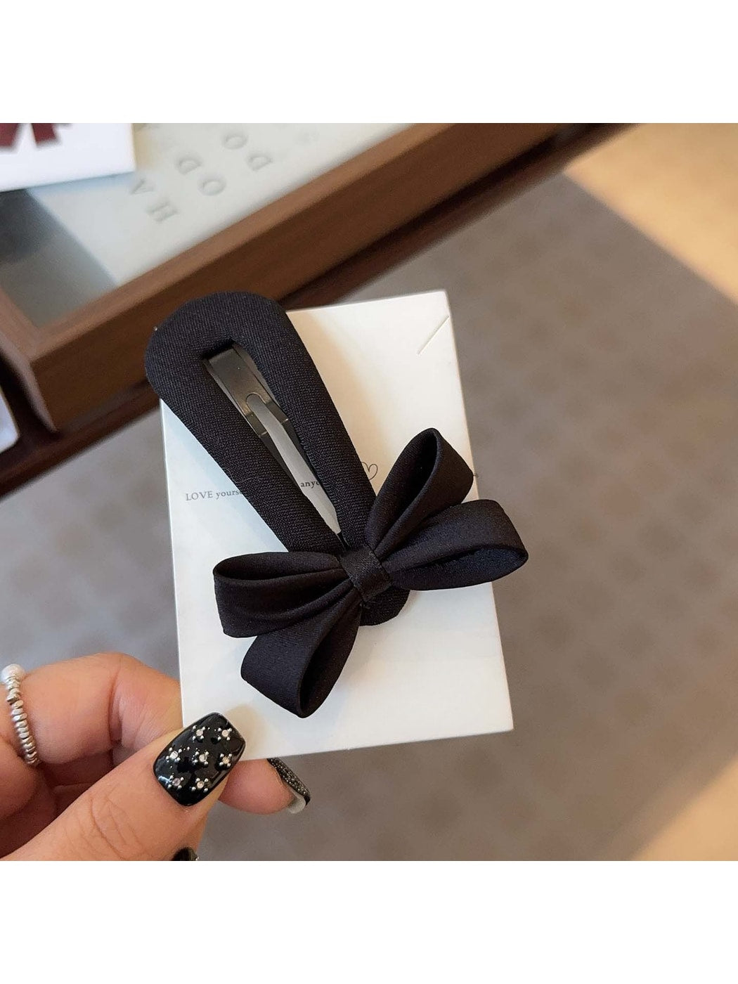 Beau - Polyester Alloy Bow Snap Hair Clip