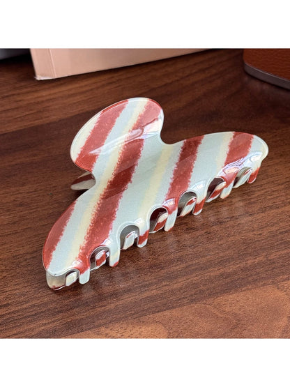 Beau - Fashionable Striped Hair Claw Clip for High Ponytail and Bun