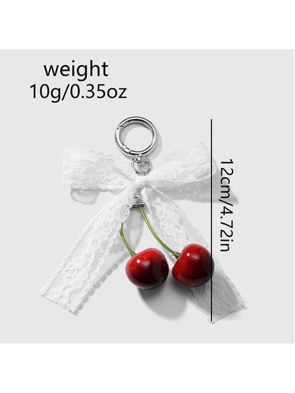 Keypus - Y2K Lace Bow Cherry Bag Charm Keychain