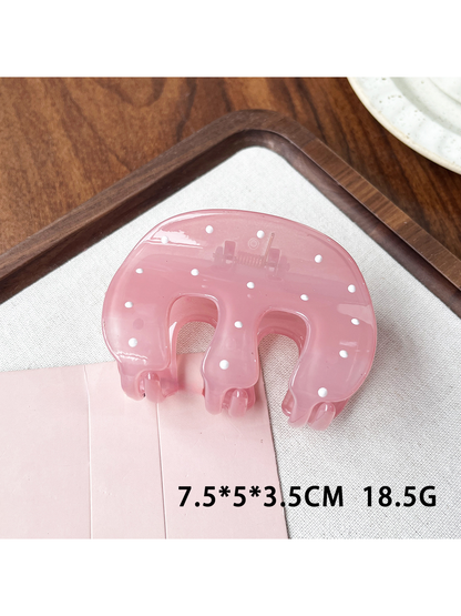 Beau - Lacquered Polka Dot Ring Accent Claw Clip