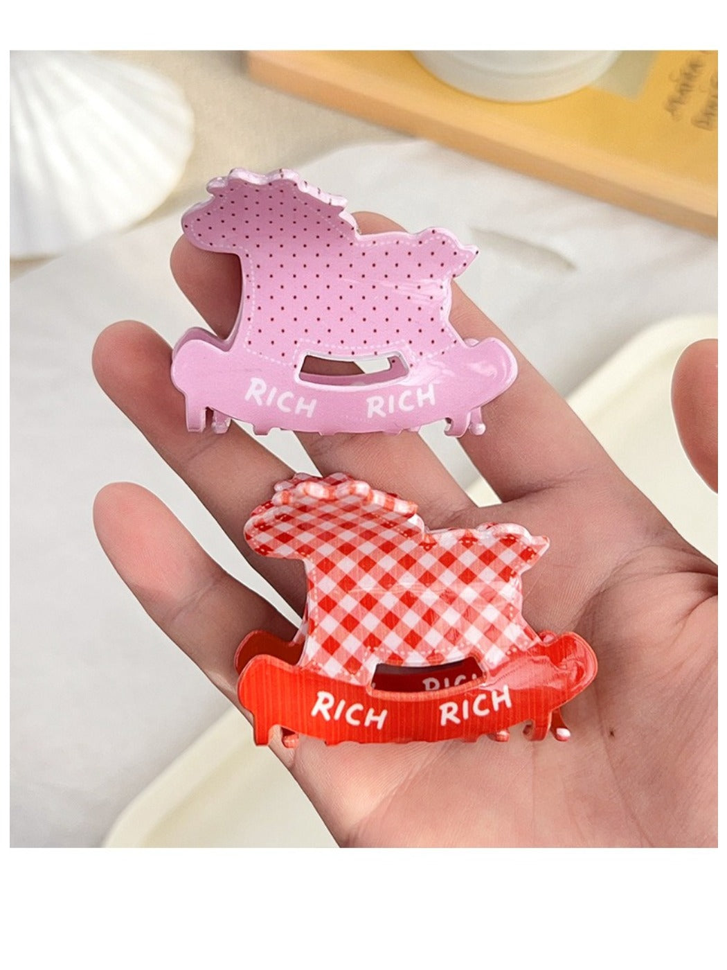 Beau - Polka Dot Stool Shaped Claw Clip