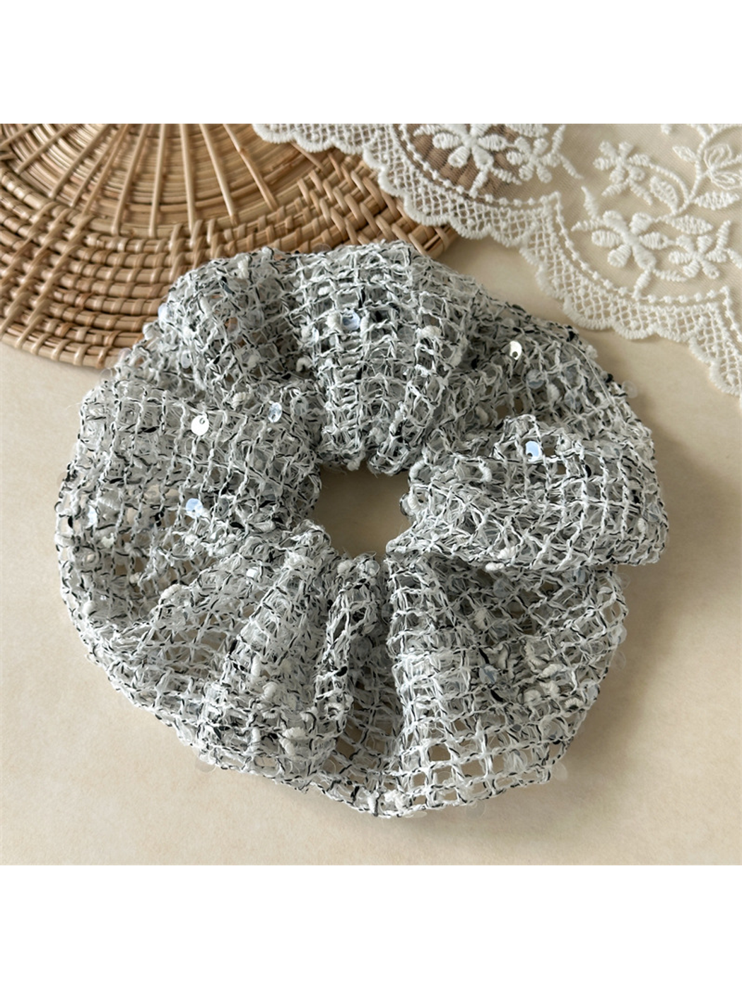 Gifty - High Elastic Textured Sequin Hair Scrunchie
