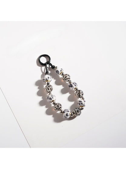 Keypus - Vintage Leopard Print Beaded Keychain