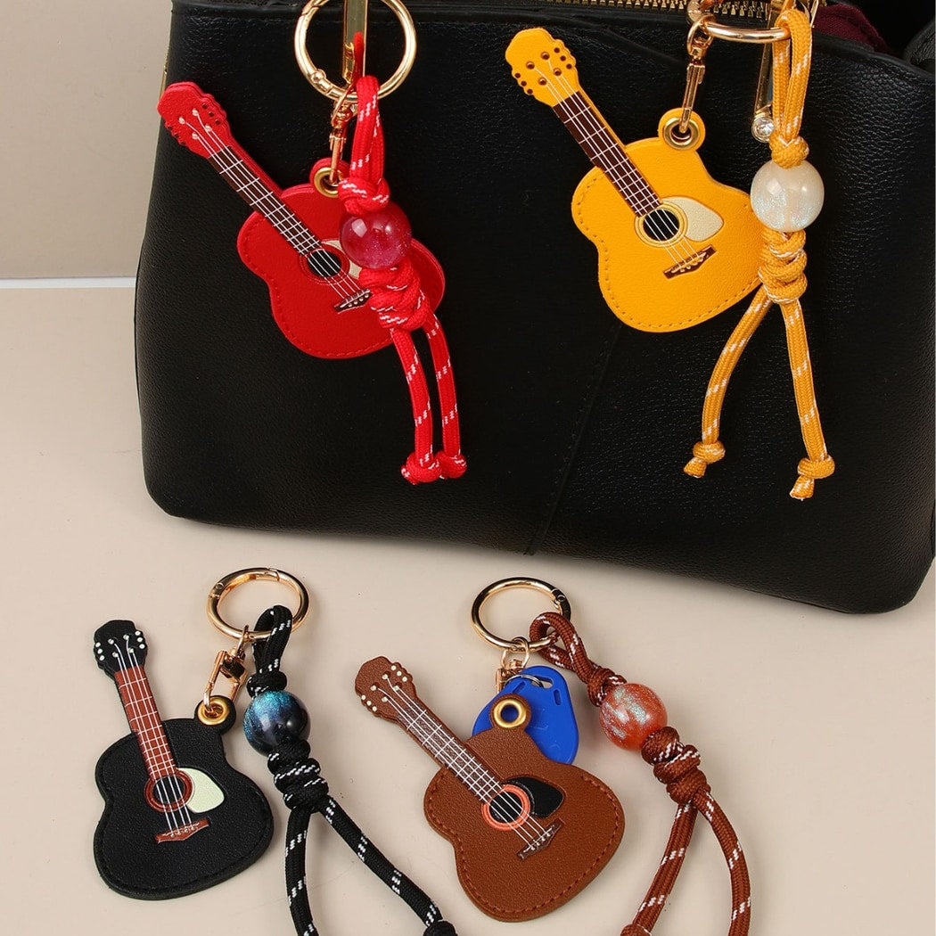 Keypus - Minimalist Guitar Pendant PU Bag Charm Keychain