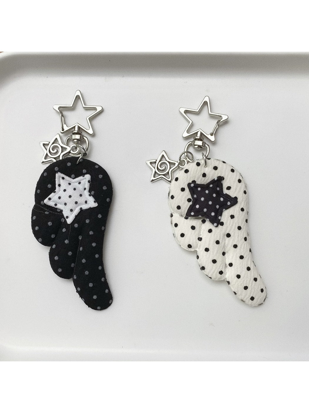 Keypus - Polka Dot Angel Wing Star Keychain Charm